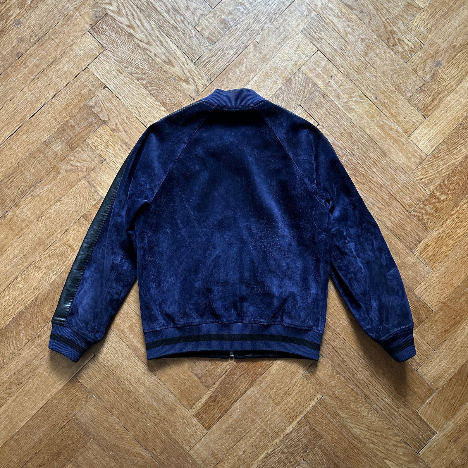 Berluti by Haider Ackermann SS18 Blue Suede Reversible Bomber Jacket