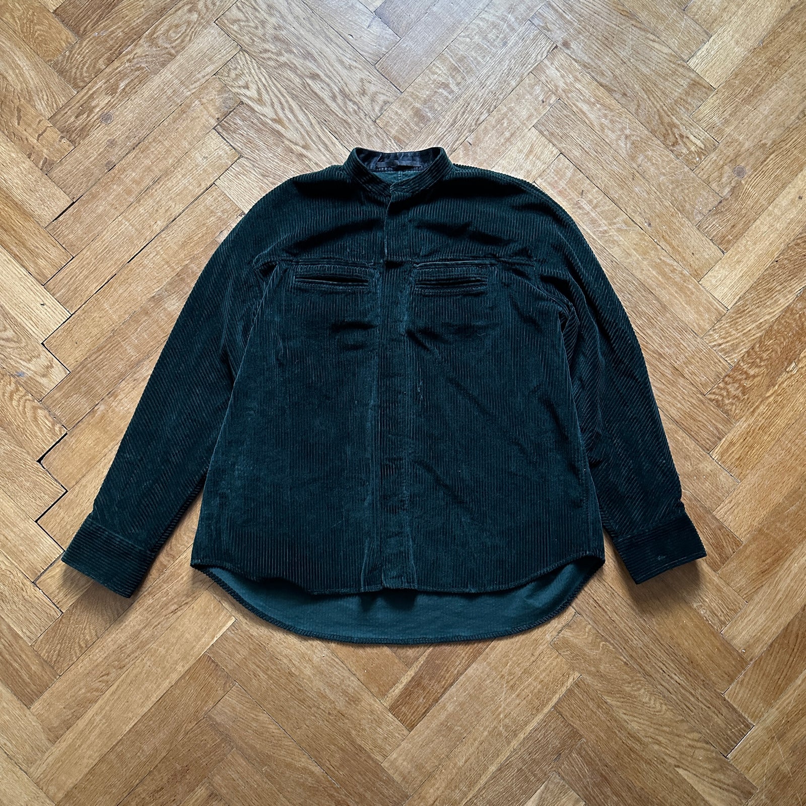 Haider Ackermann FW15 Oversized Green Corduroy Shirt