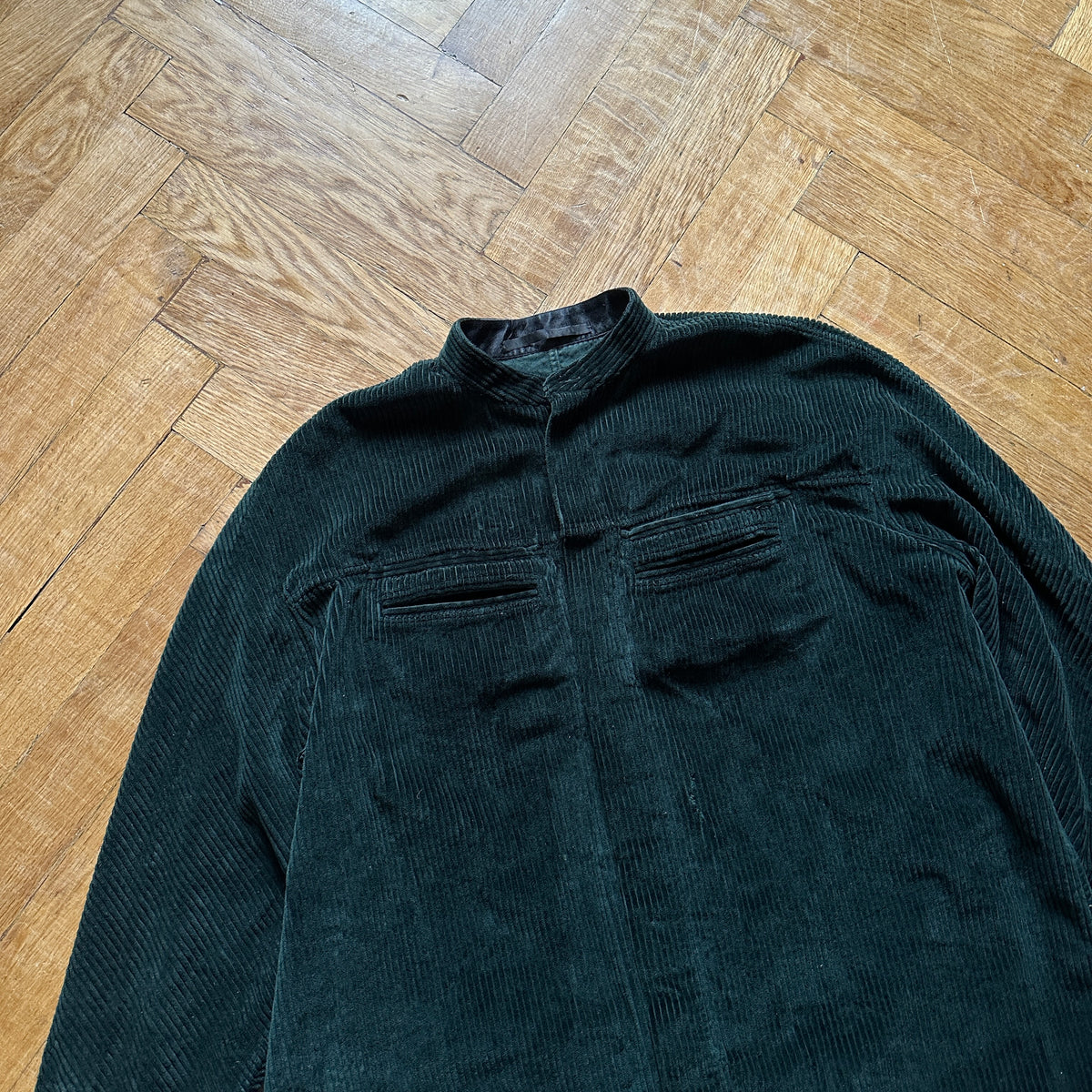 Haider Ackermann FW15 Oversized Green Corduroy Shirt