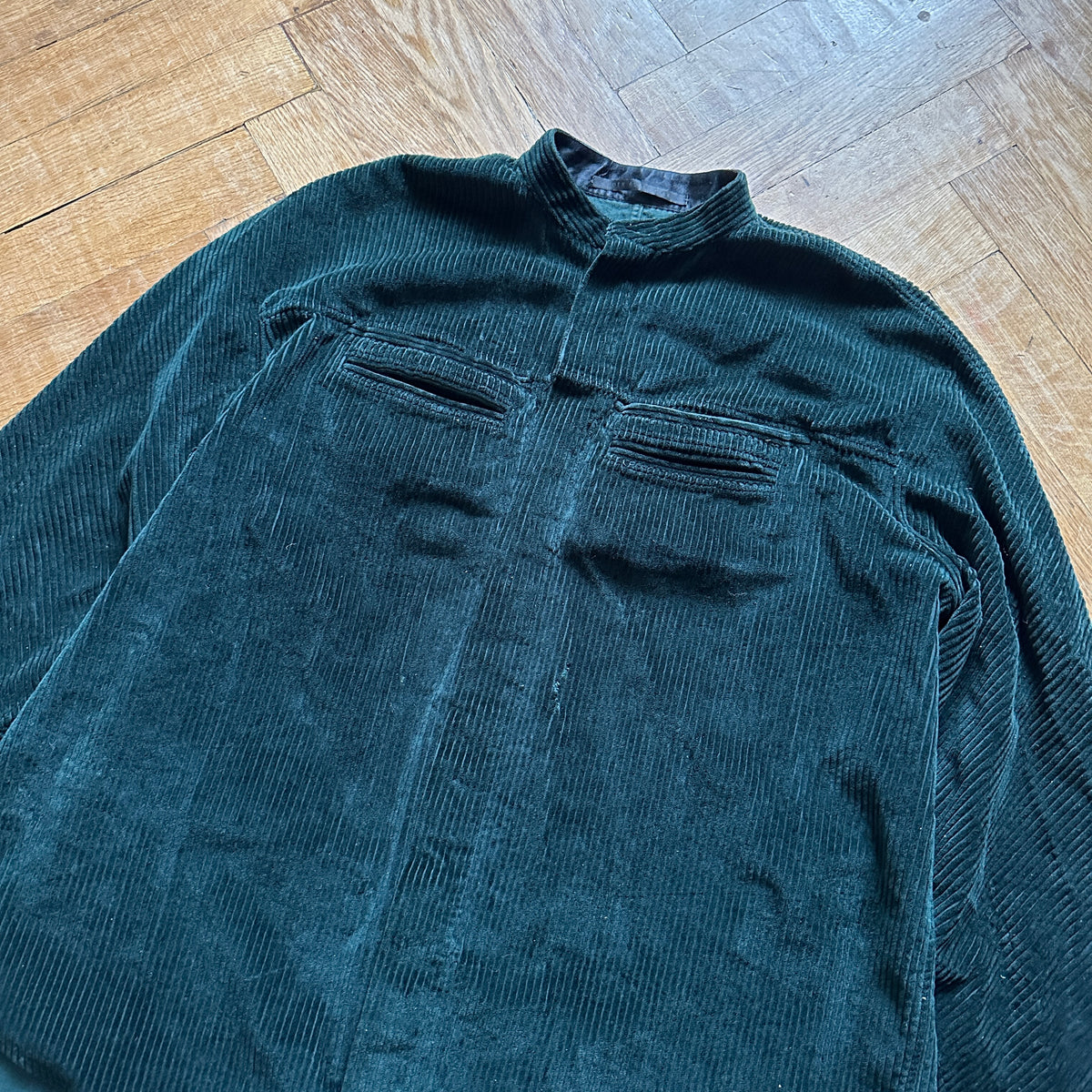 Haider Ackermann FW15 Oversized Green Corduroy Shirt