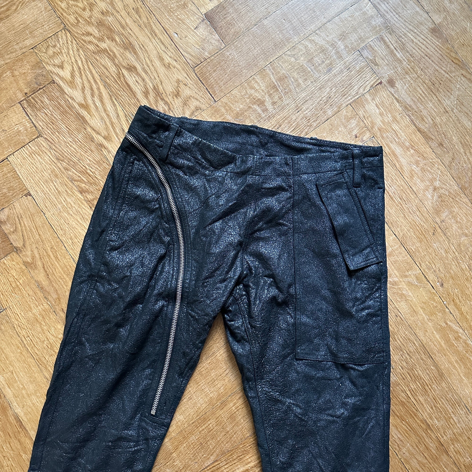 Rick Owens SS14 Washed Lamb Leather Aircut Pants