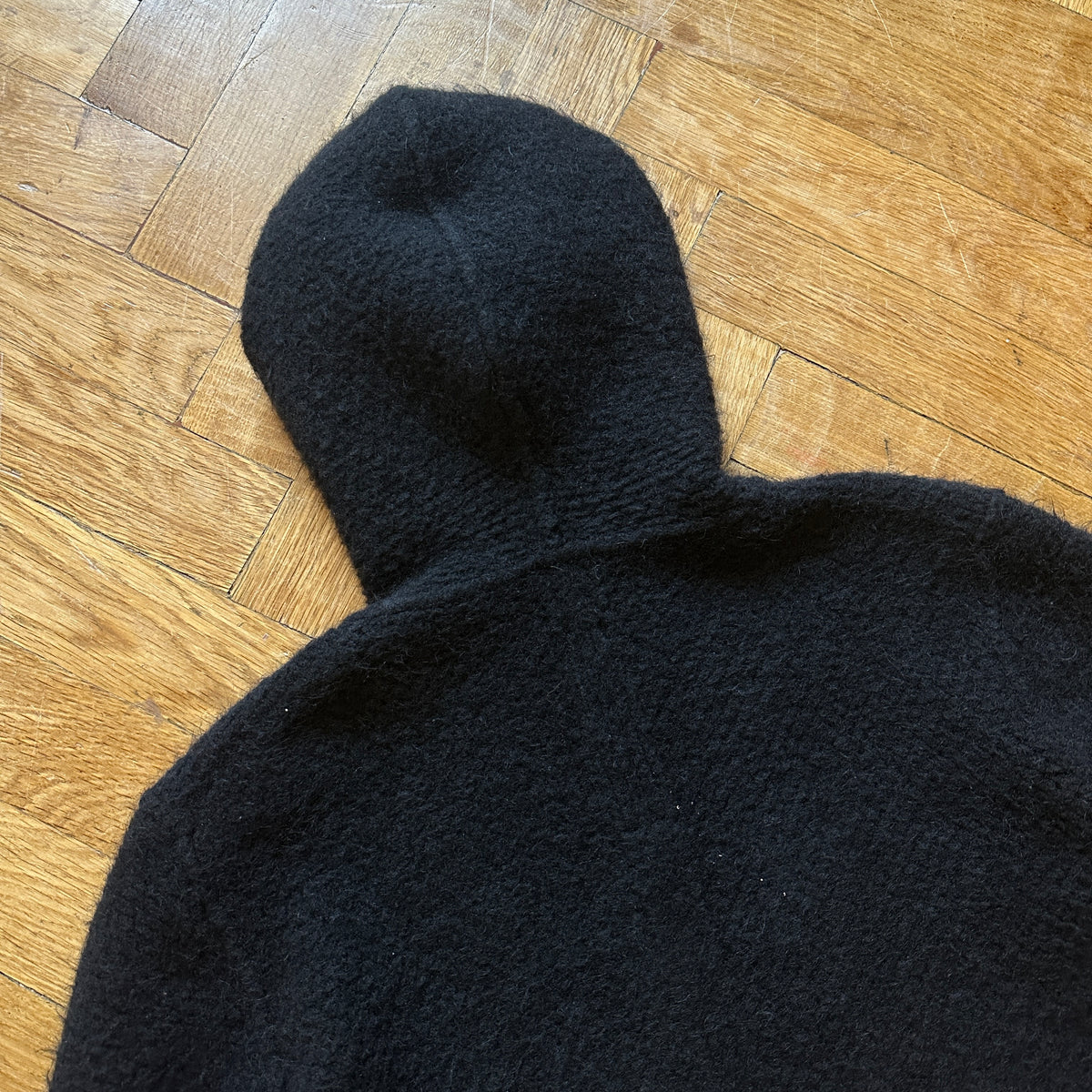 Rick Owens FW19 Larry Suede Patched Wool Zip Hoodie