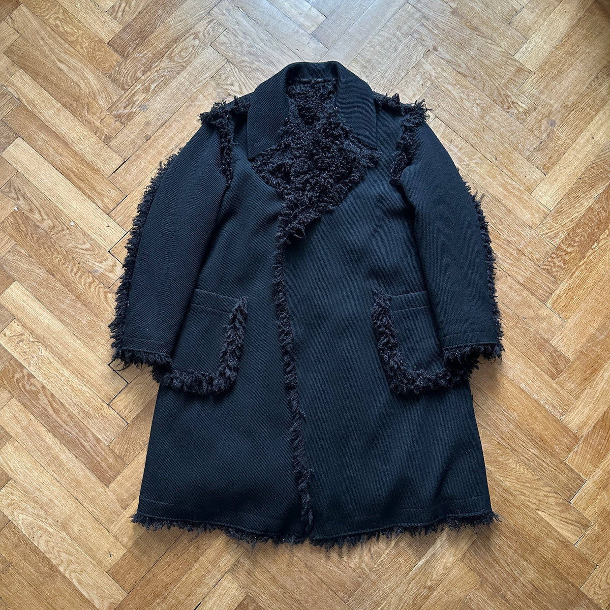 Yohji Yamamoto Pour Homme FW13 Black Loop Fur Wool Coat