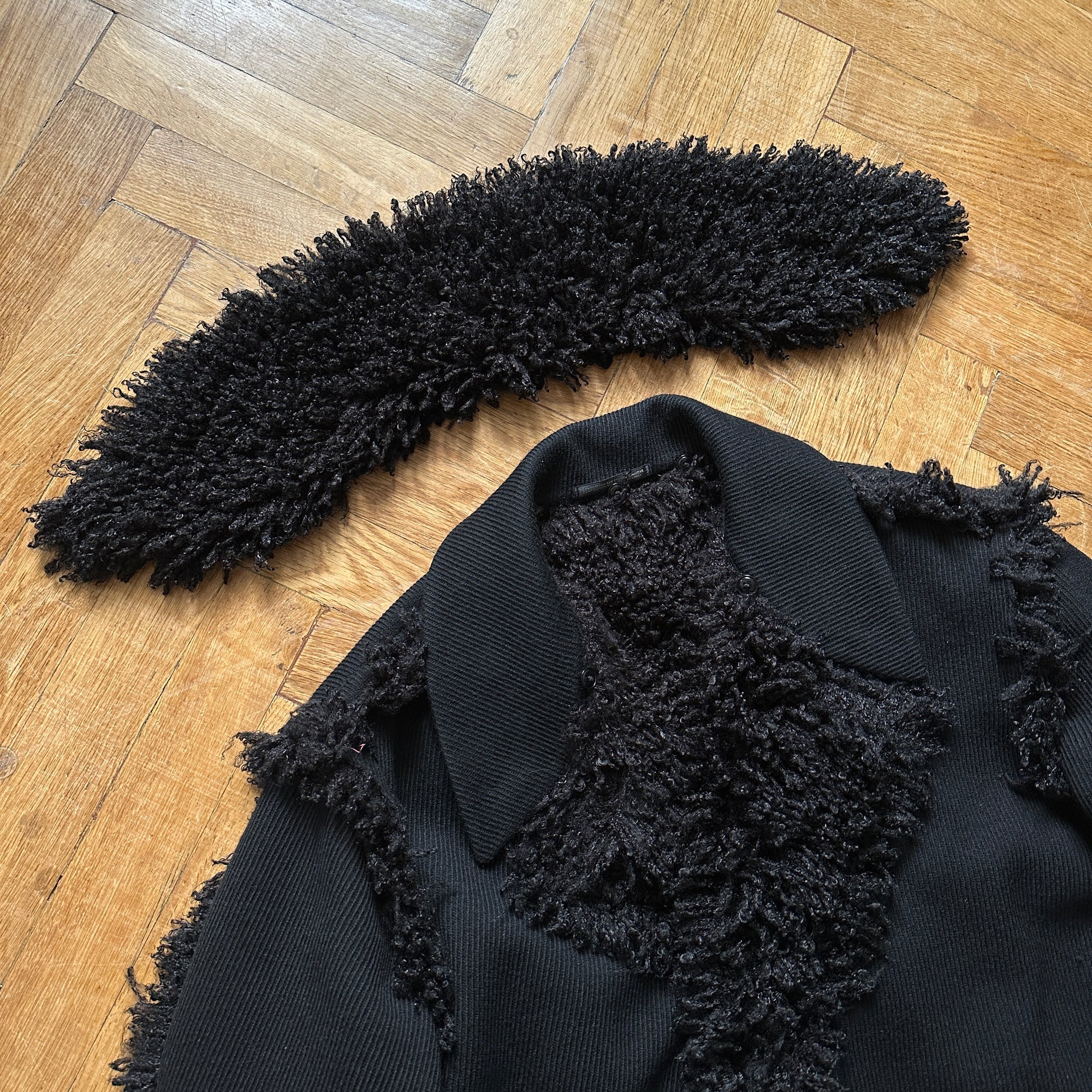 Yohji Yamamoto Pour Homme FW13 Black Loop Fur Wool Coat