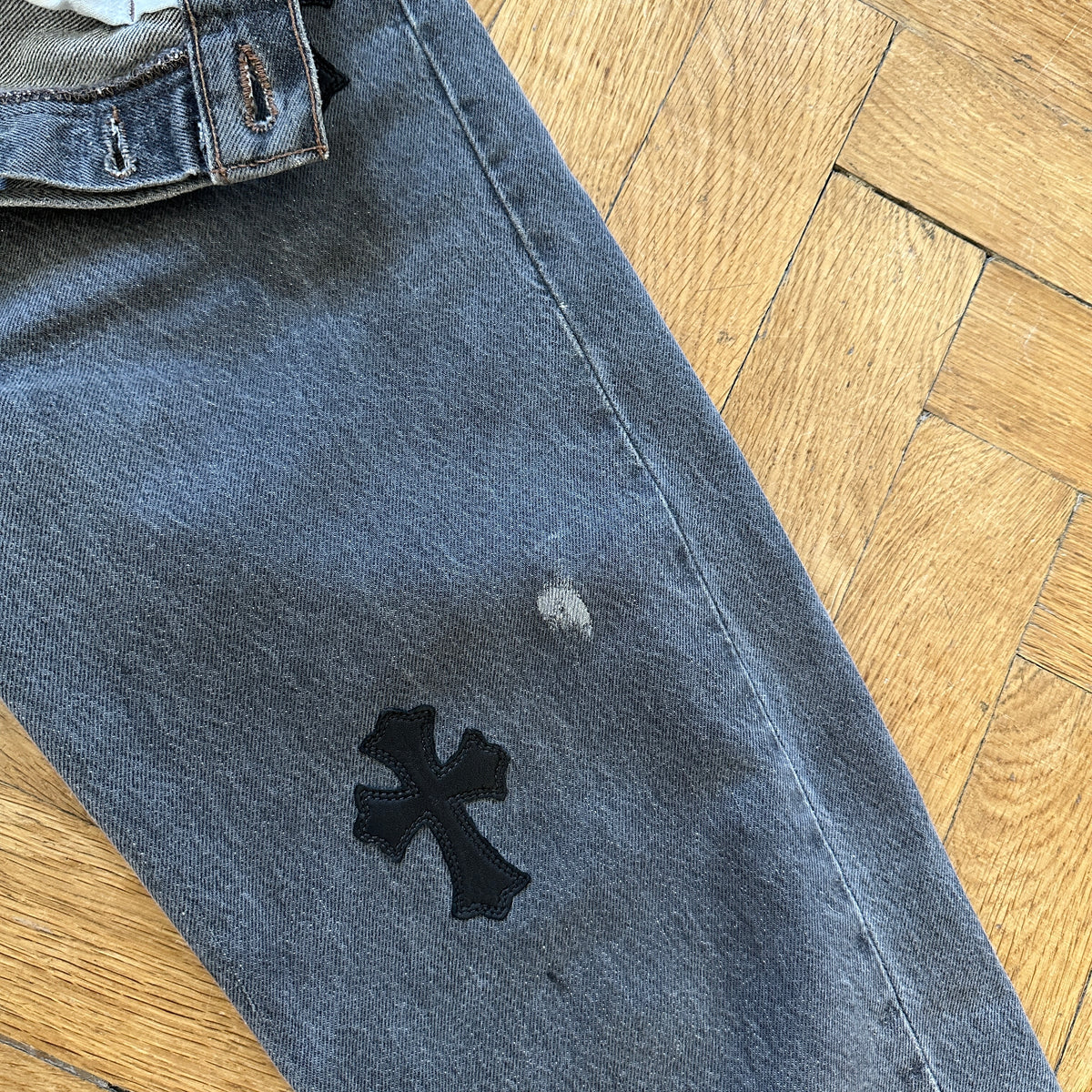 Chrome Hearts Levis 501 Grey Cross Patch Denim