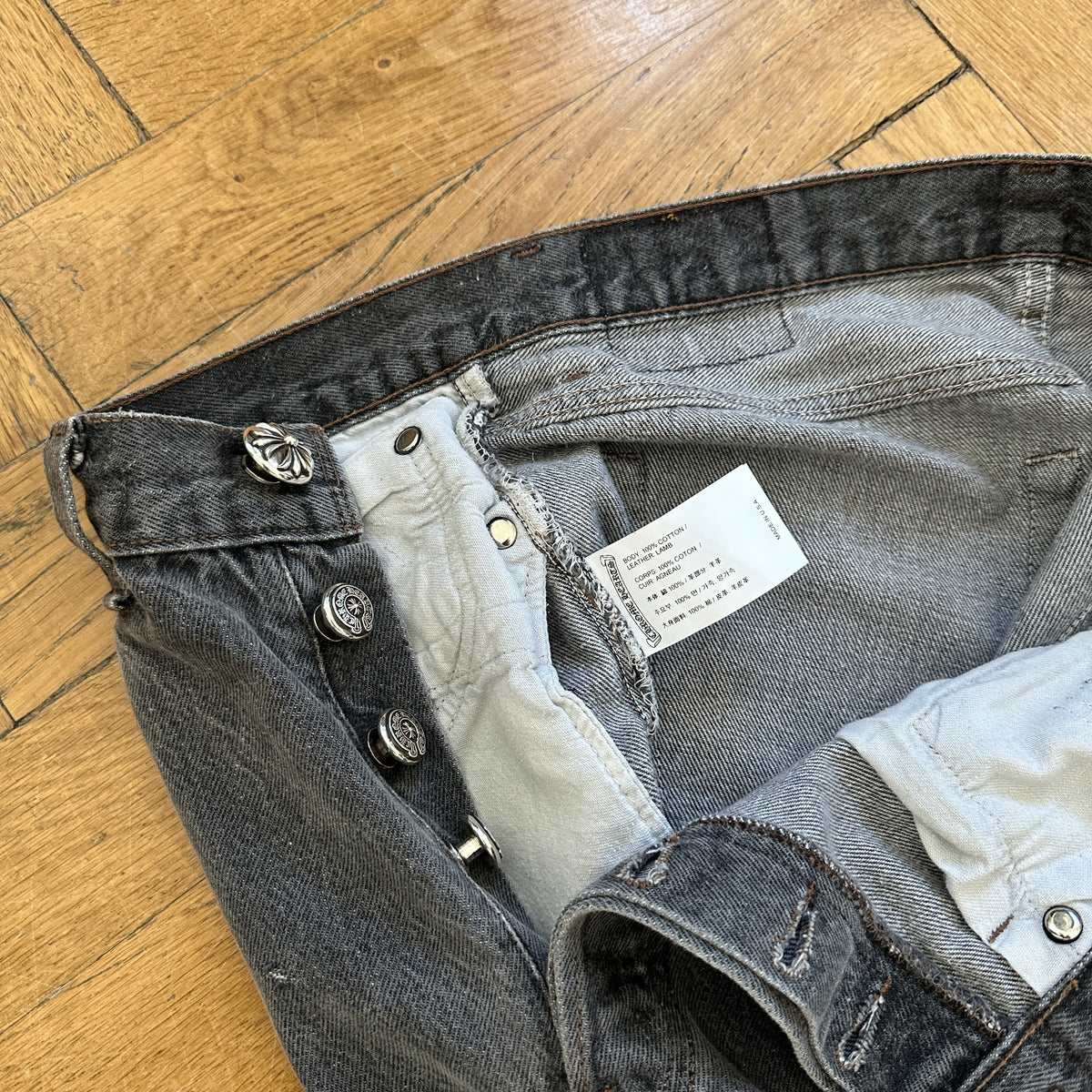 Chrome Hearts Levis 501 Grey Cross Patch Denim