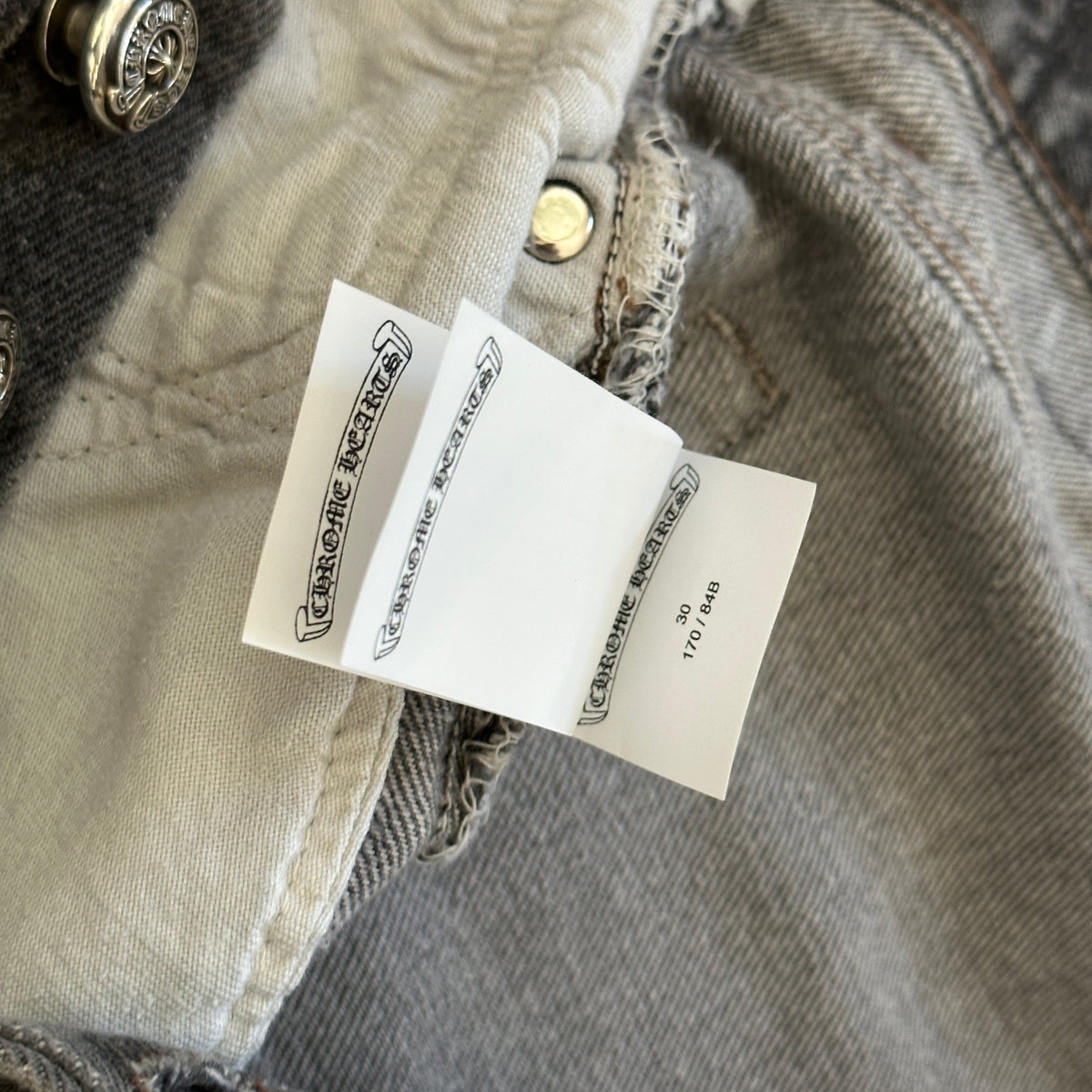 Chrome Hearts Levis 501 Grey Cross Patch Denim