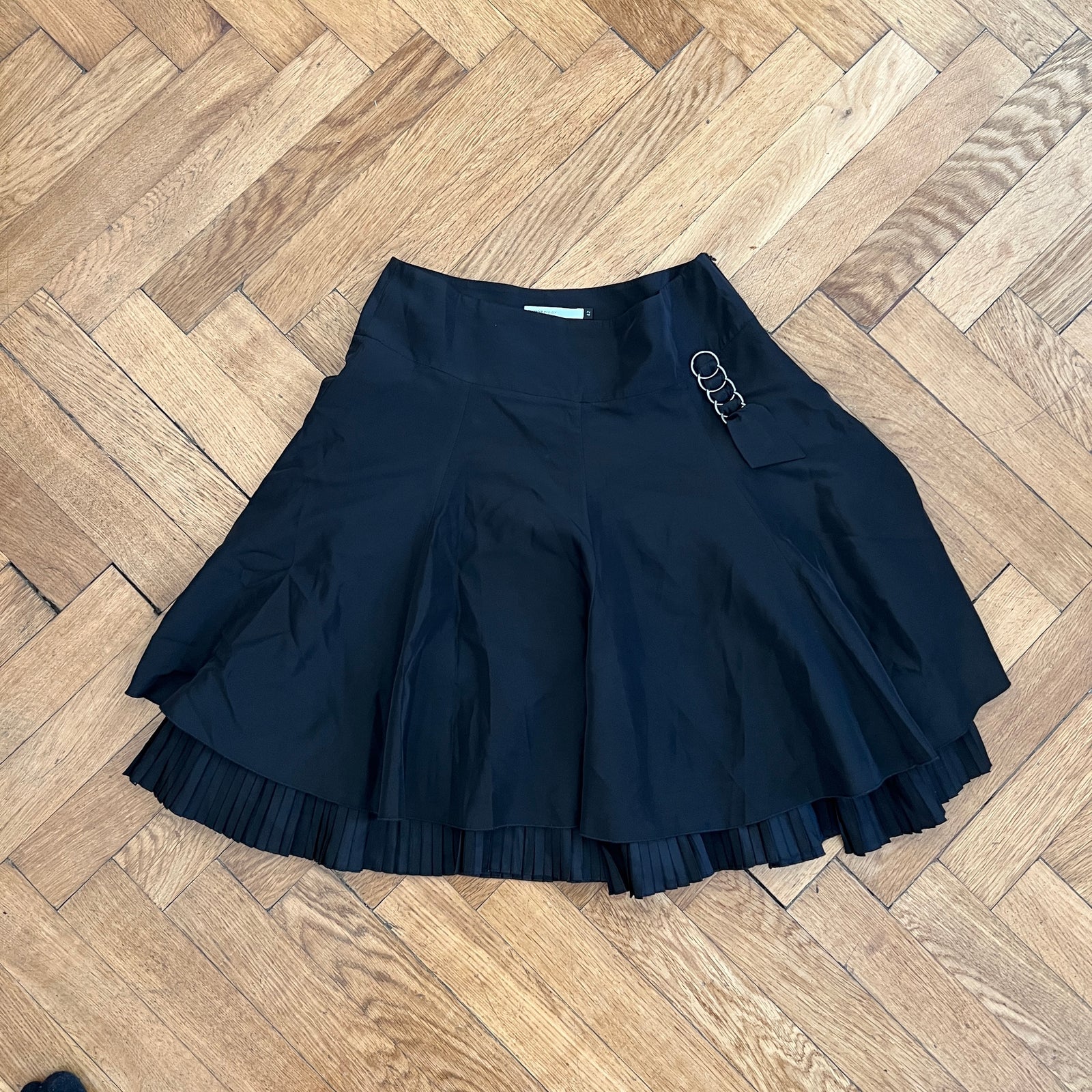 Alexander McQueen 90s Black Double Layered Pleated Skirt