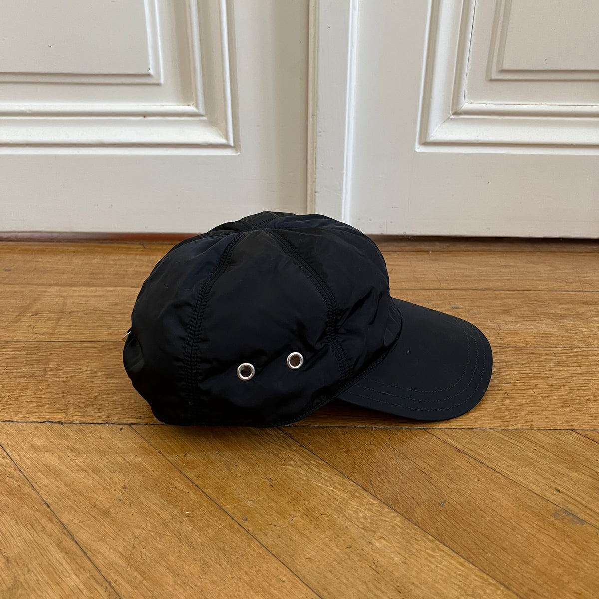 Prada Sport 2000s Black Nylon Fleece Lined Cap