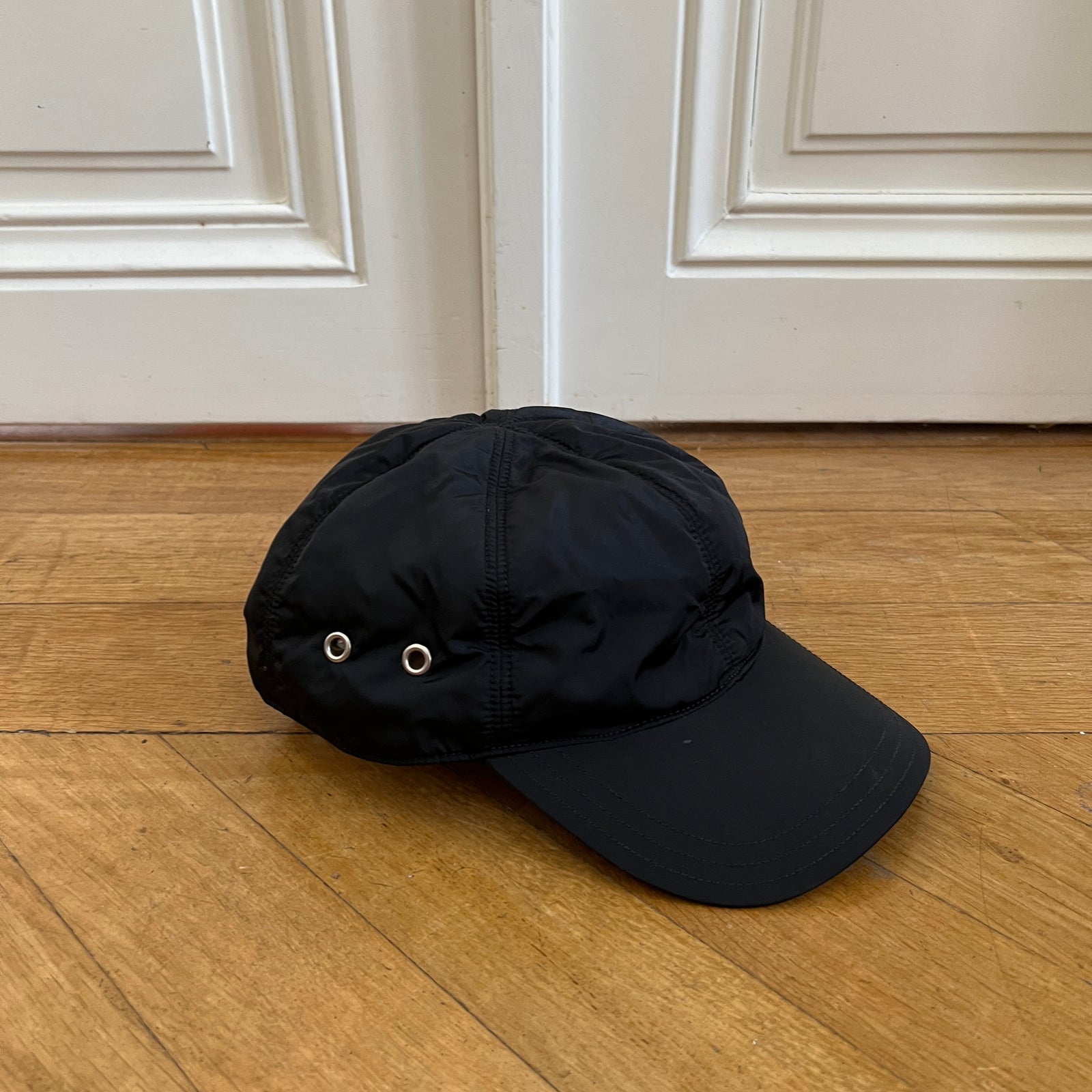 Prada Sport 2000s Black Nylon Fleece Lined Cap