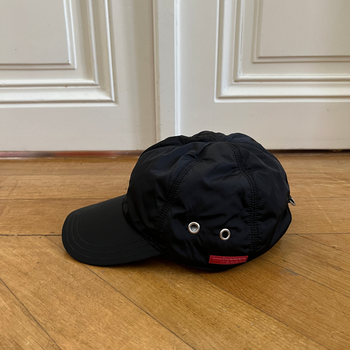 Prada Sport 2000s Black Nylon Fleece Lined Cap