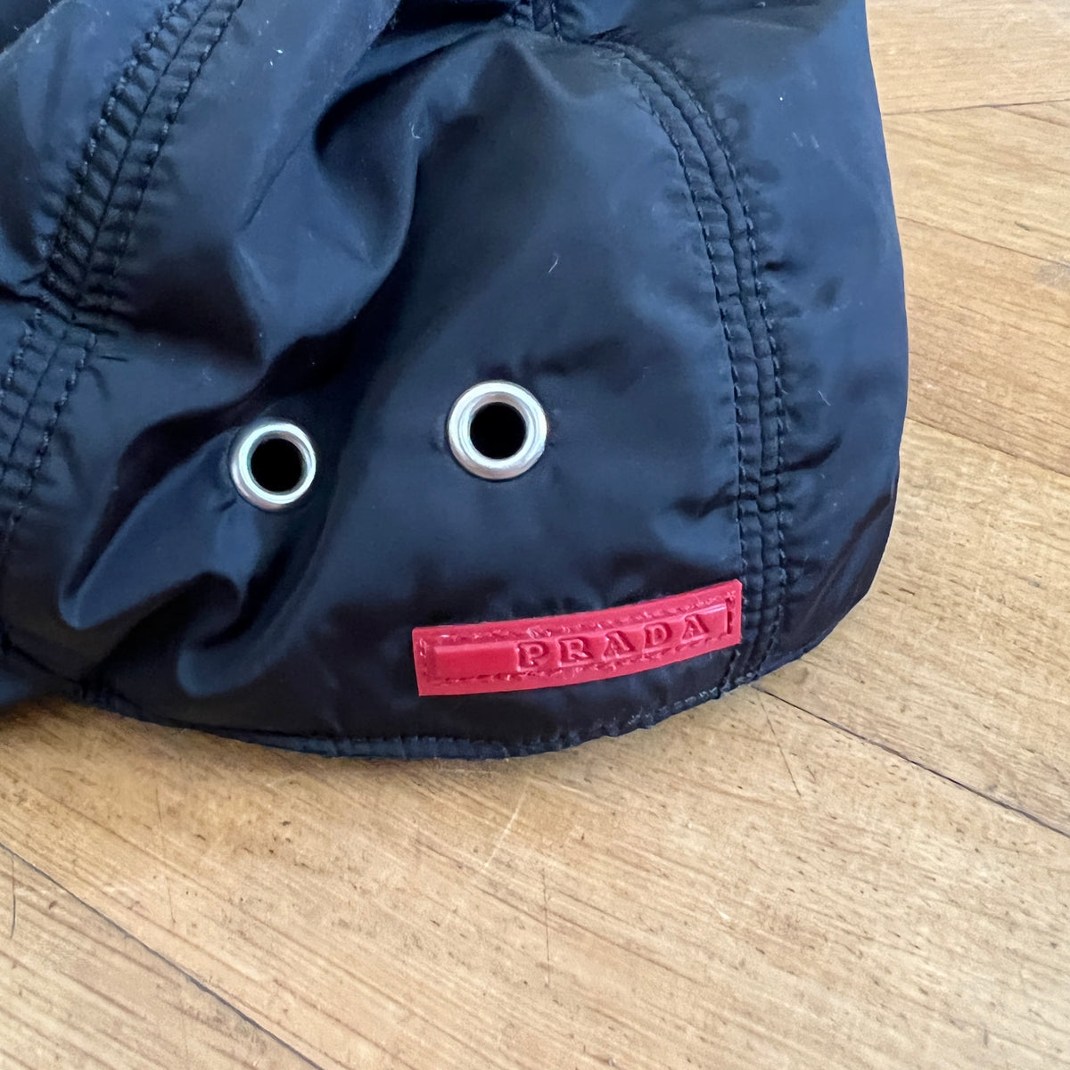 Prada Sport 2000s Black Nylon Fleece Lined Cap