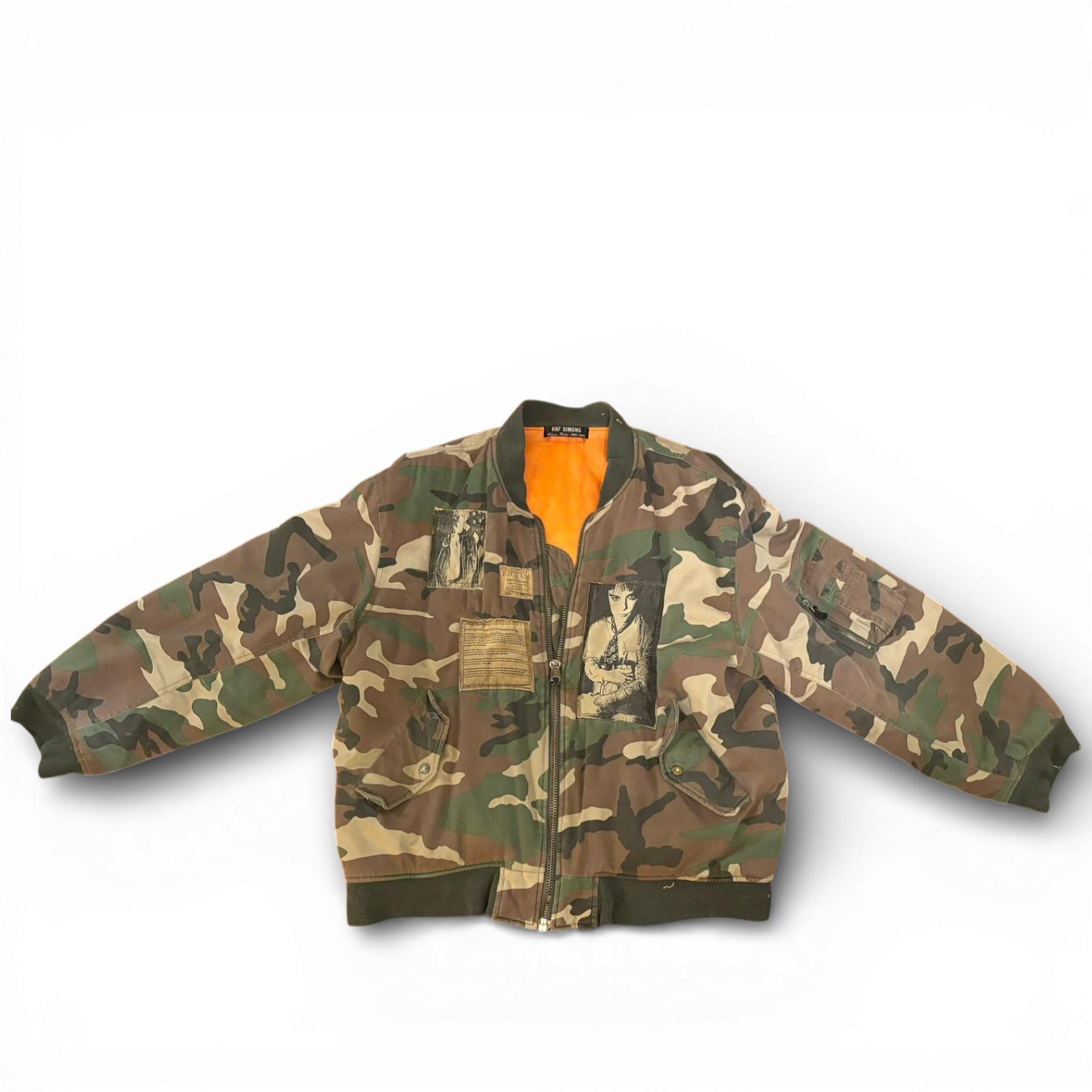 Raf Simons AW01 ‘Riot Riot Riot’ Camouflage Patch Bomber Jacket