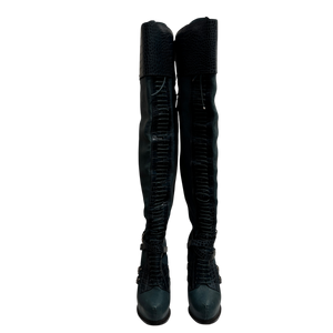 Christian Dior by John Galliano Croc Embossed Knee High Boots