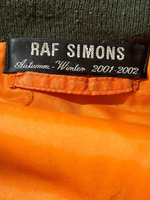 Raf Simons AW01 Riot, Riot, Riot Patch Camouflage Bomber Jacket