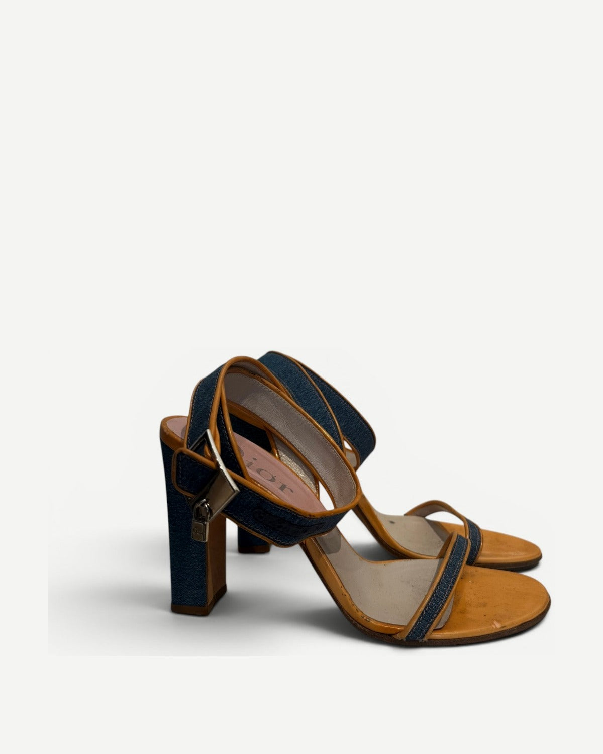 Christian Dior by John Galliano 2000s Denim Strap Heeled Sandals