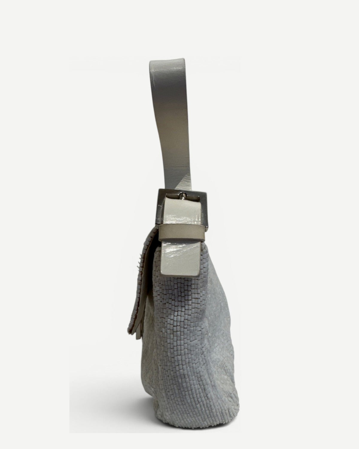 Fendi 2000s by Karl Lagerfeld Cream White Beaded Baguette Bag