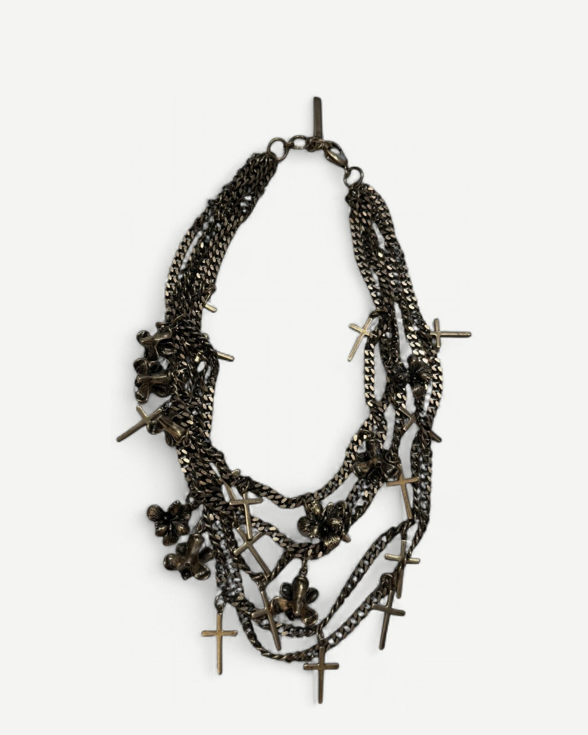 Givenchy Cross & Iris Gothic Multichain Necklace