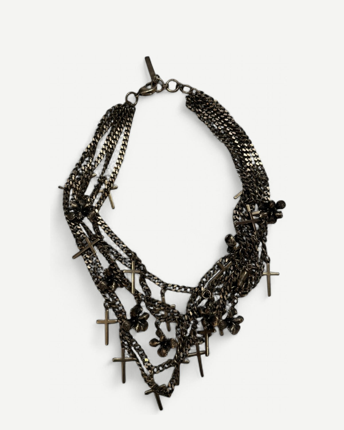 Givenchy Cross & Iris Gothic Multichain Necklace