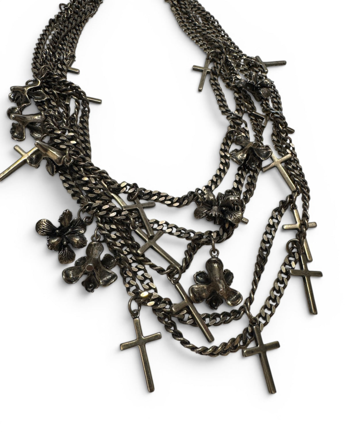 Givenchy Cross & Iris Gothic Multichain Necklace