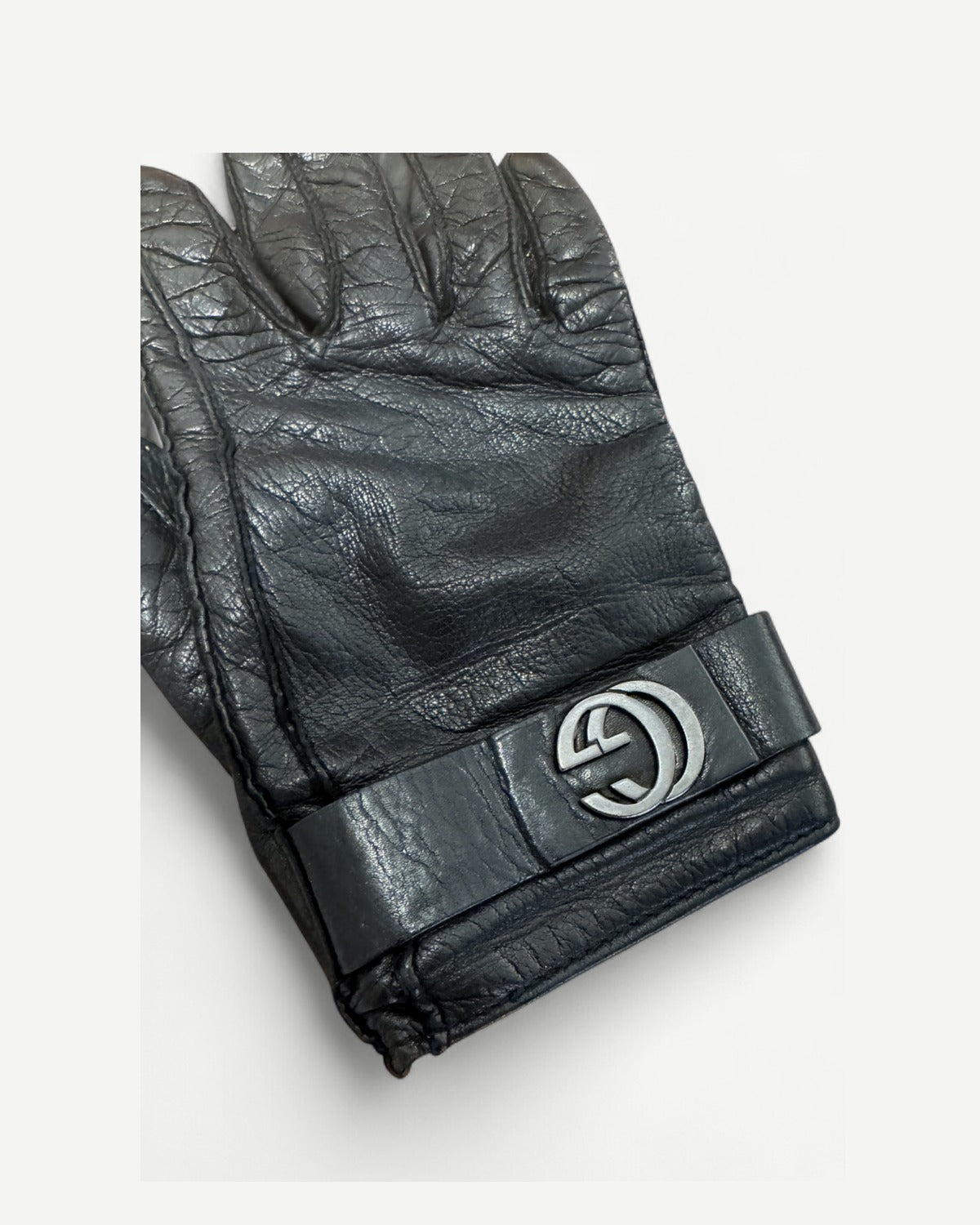 Gucci 2000s by Tom Ford GG Metal Logo Leather Gloves