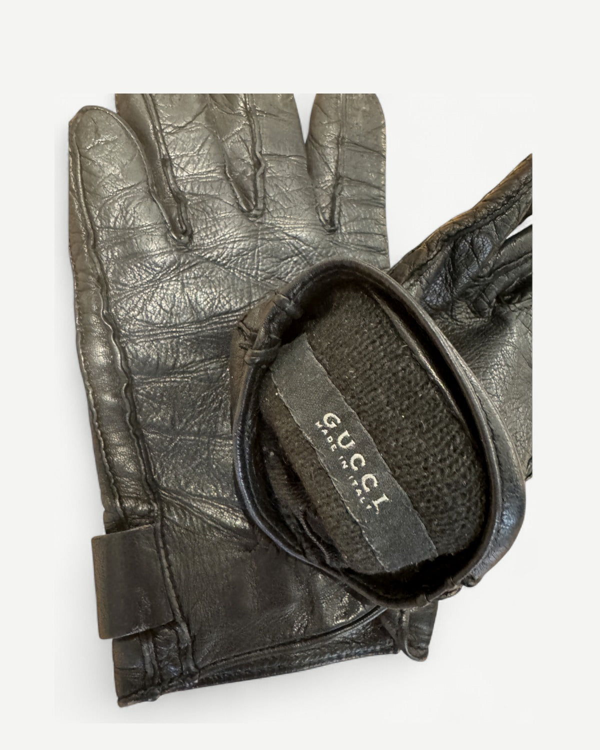 Gucci 2000s by Tom Ford GG Metal Logo Leather Gloves
