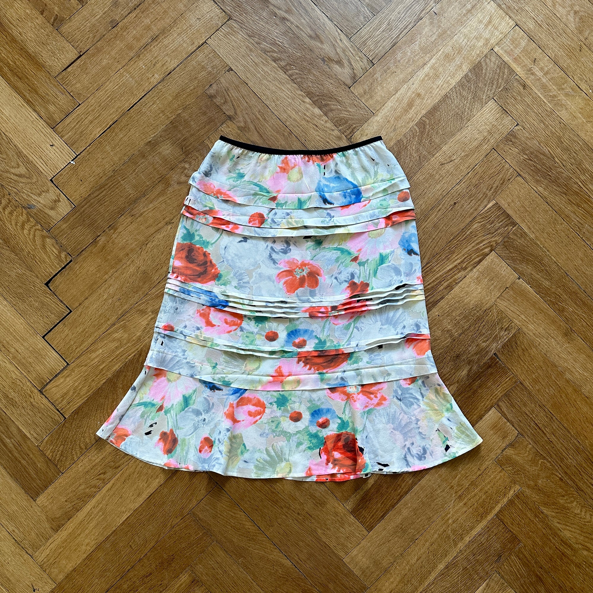 Celine by Phoebe Philo Floral Plissee Skirt