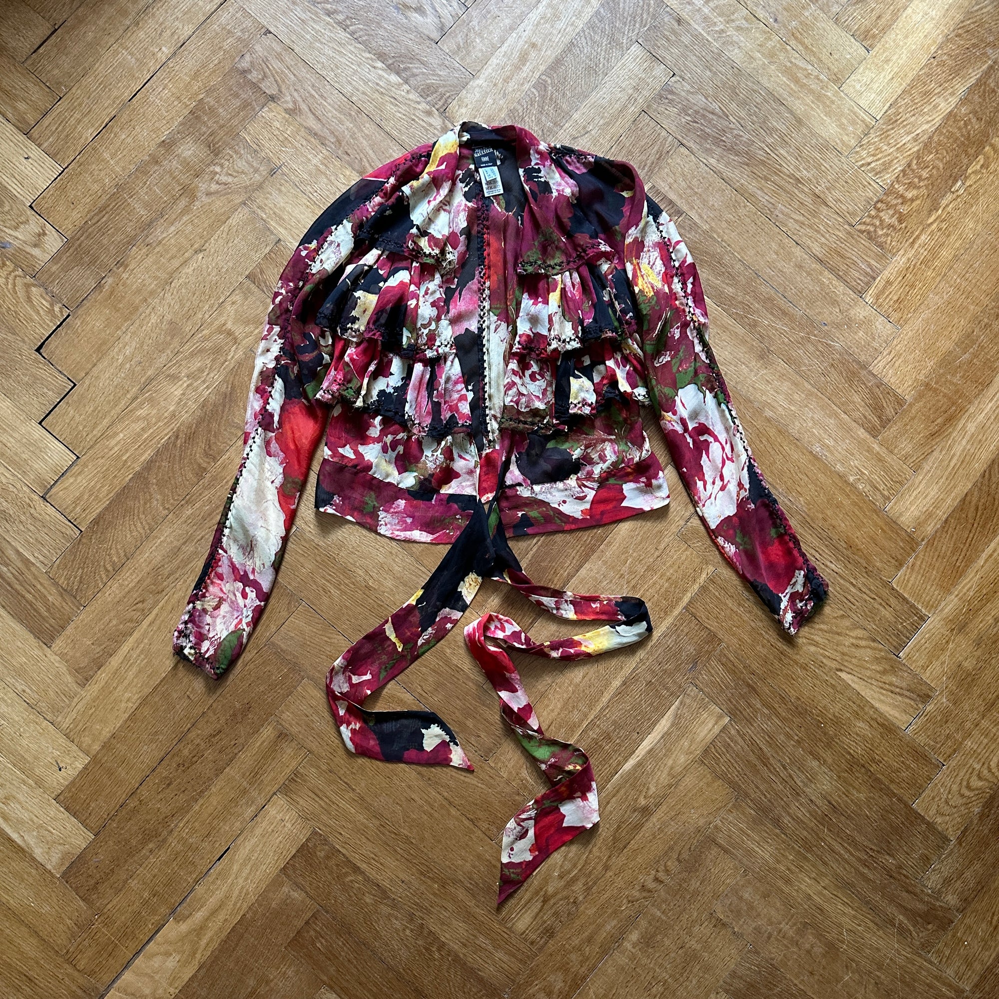 Jean Paul Gaultier 90s Floral Belted Silk Crop Top