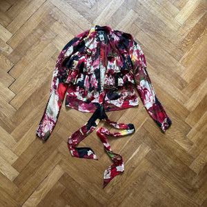 Jean Paul Gaultier 90s Floral Belted Silk Crop Top