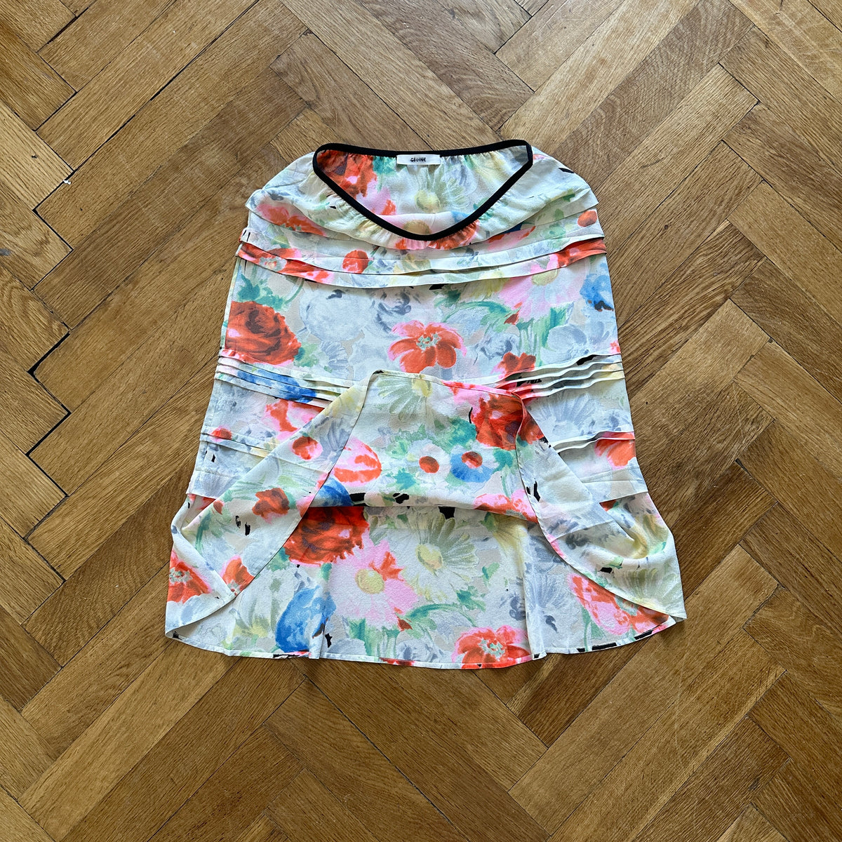 Celine by Phoebe Philo Floral Plissee Skirt