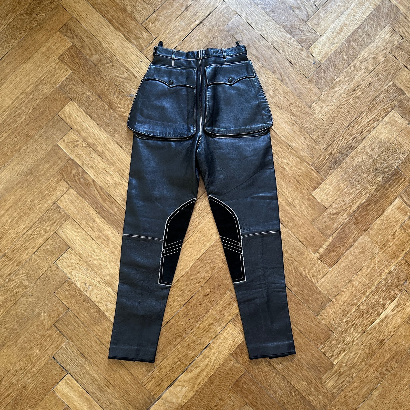 Jean Paul Gaultier 80s Paneled Biker Leather Pants