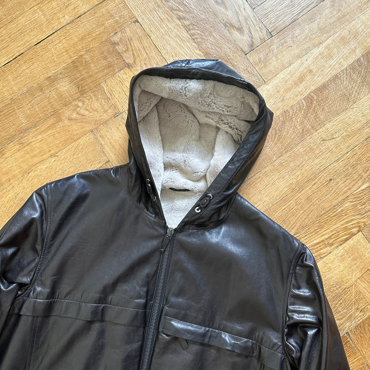 Berluti by Haider Ackermann FW18 Black Lambskin Mink B-Way Jacket