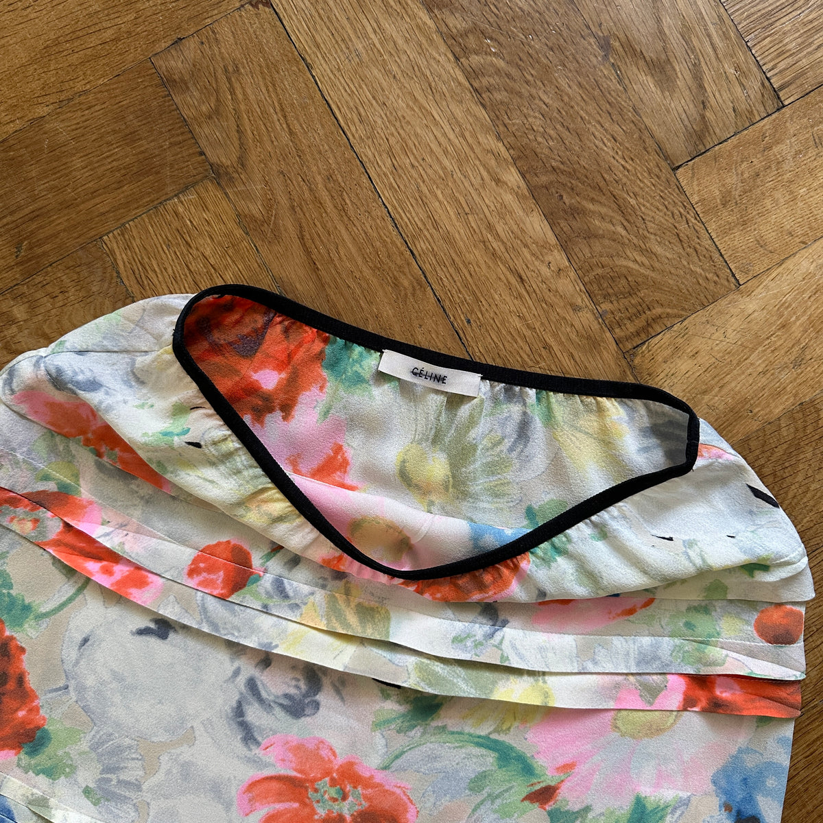 Celine by Phoebe Philo Floral Plissee Skirt