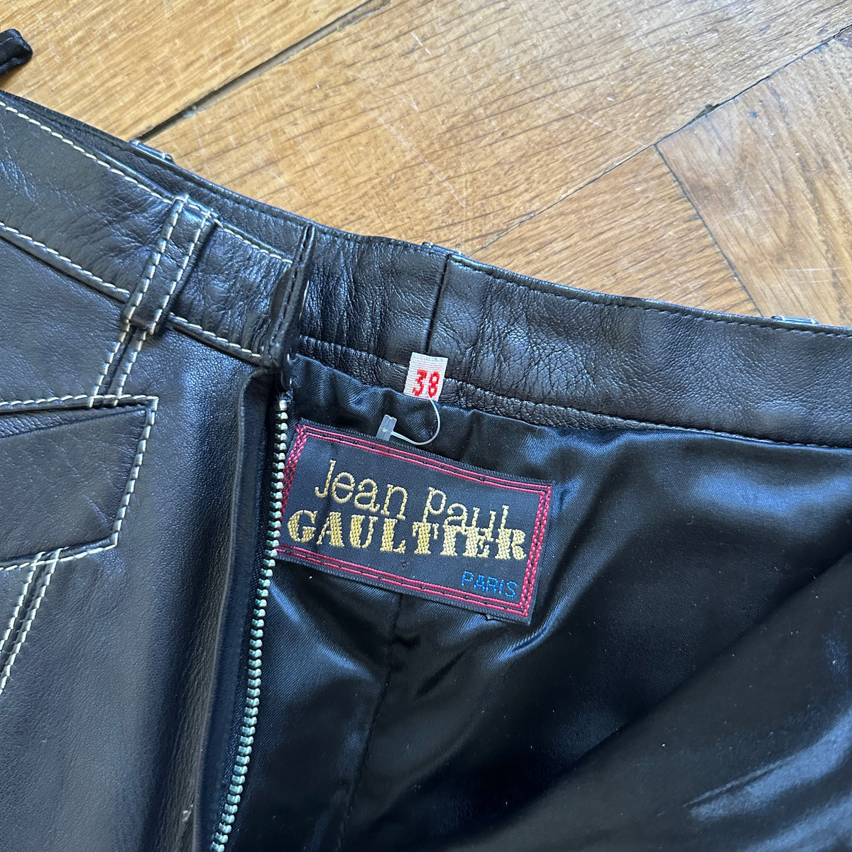Jean Paul Gaultier 80s Paneled Biker Leather Pants
