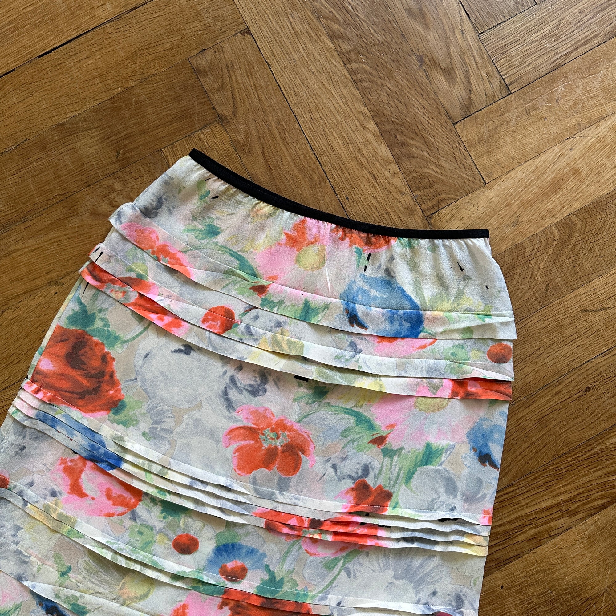 Celine by Phoebe Philo Floral Plissee Skirt