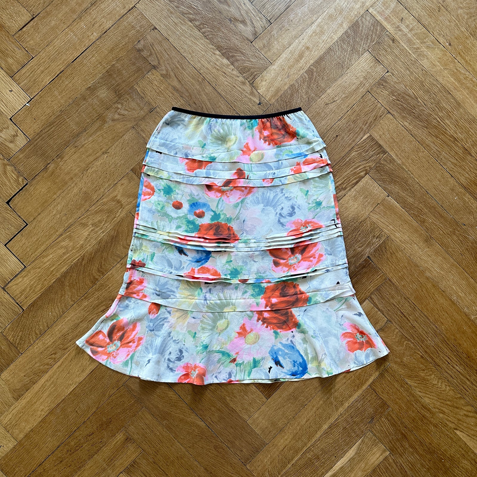 Celine by Phoebe Philo Floral Plissee Skirt