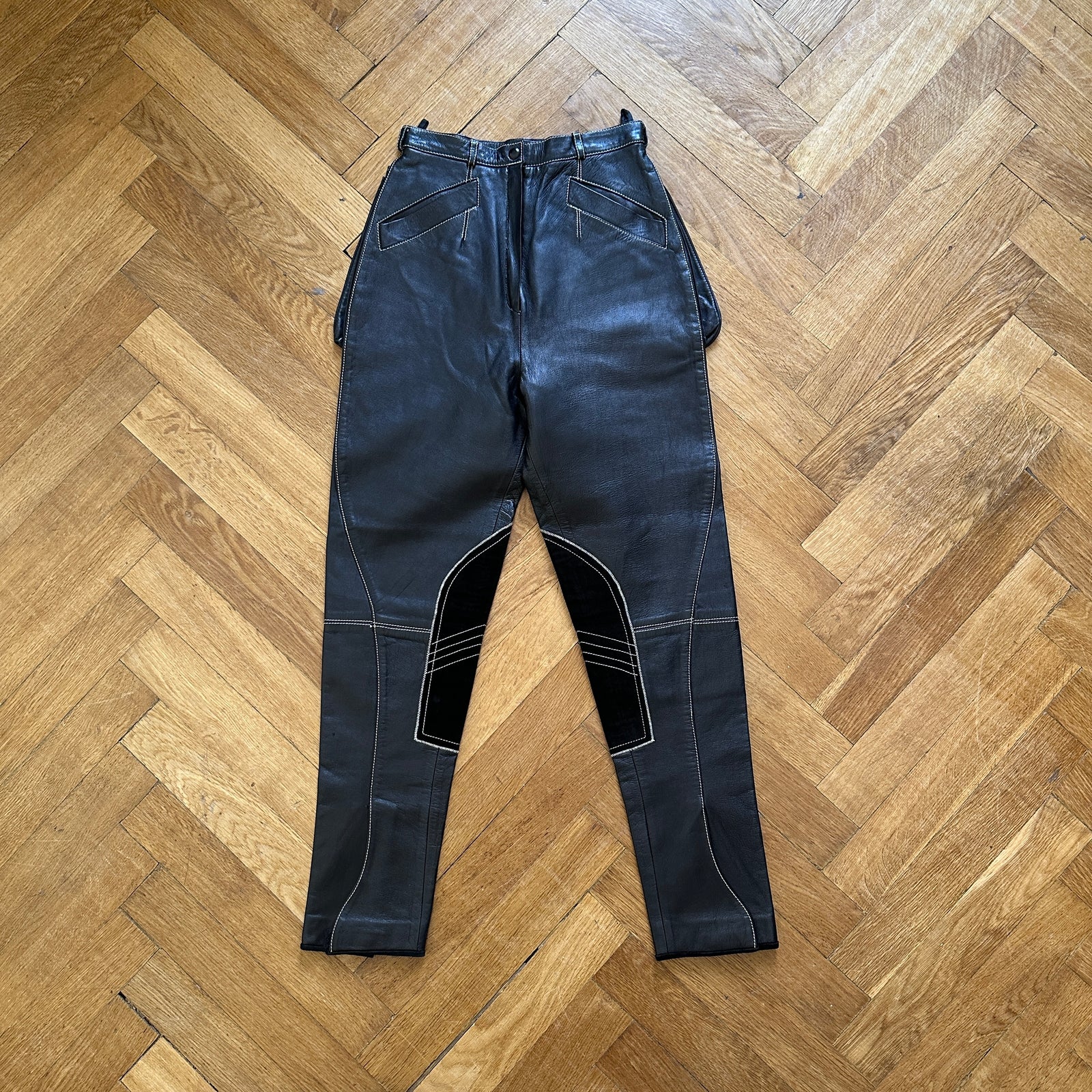 Jean Paul Gaultier 80s Paneled Biker Leather Pants