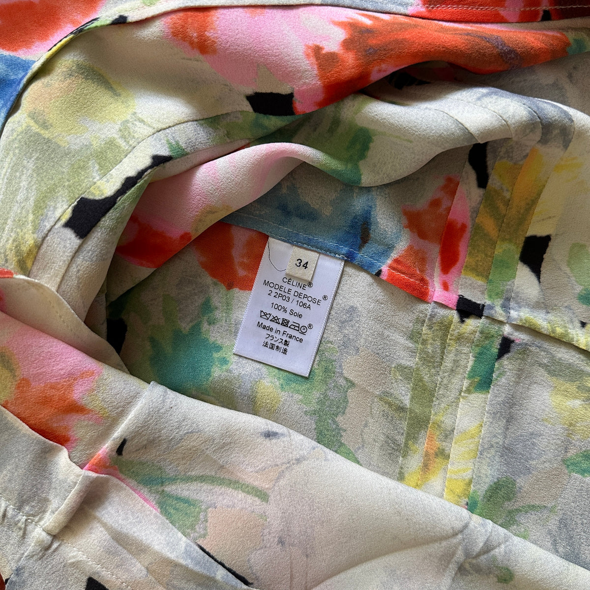 Celine by Phoebe Philo Floral Plissee Skirt
