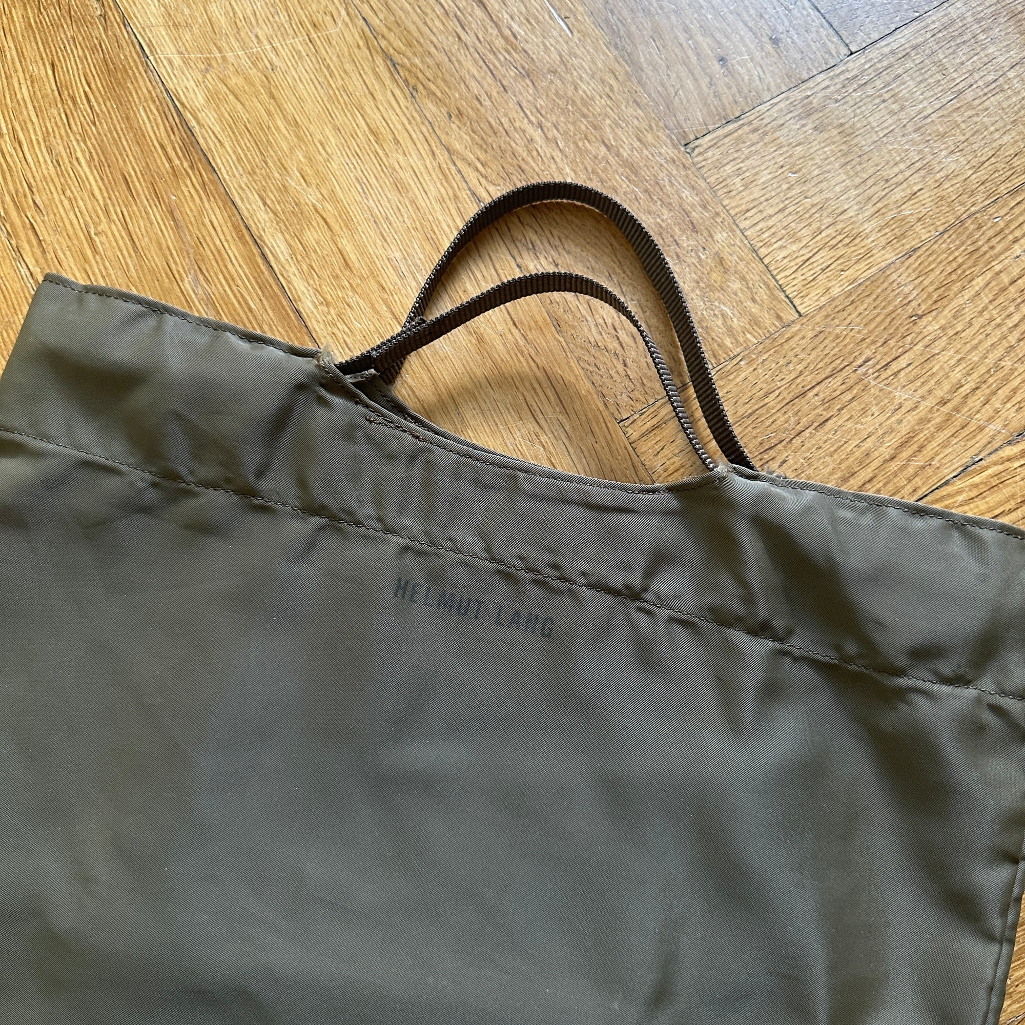 Helmut Lang 2000s Olive Logo Tote Hand Bag