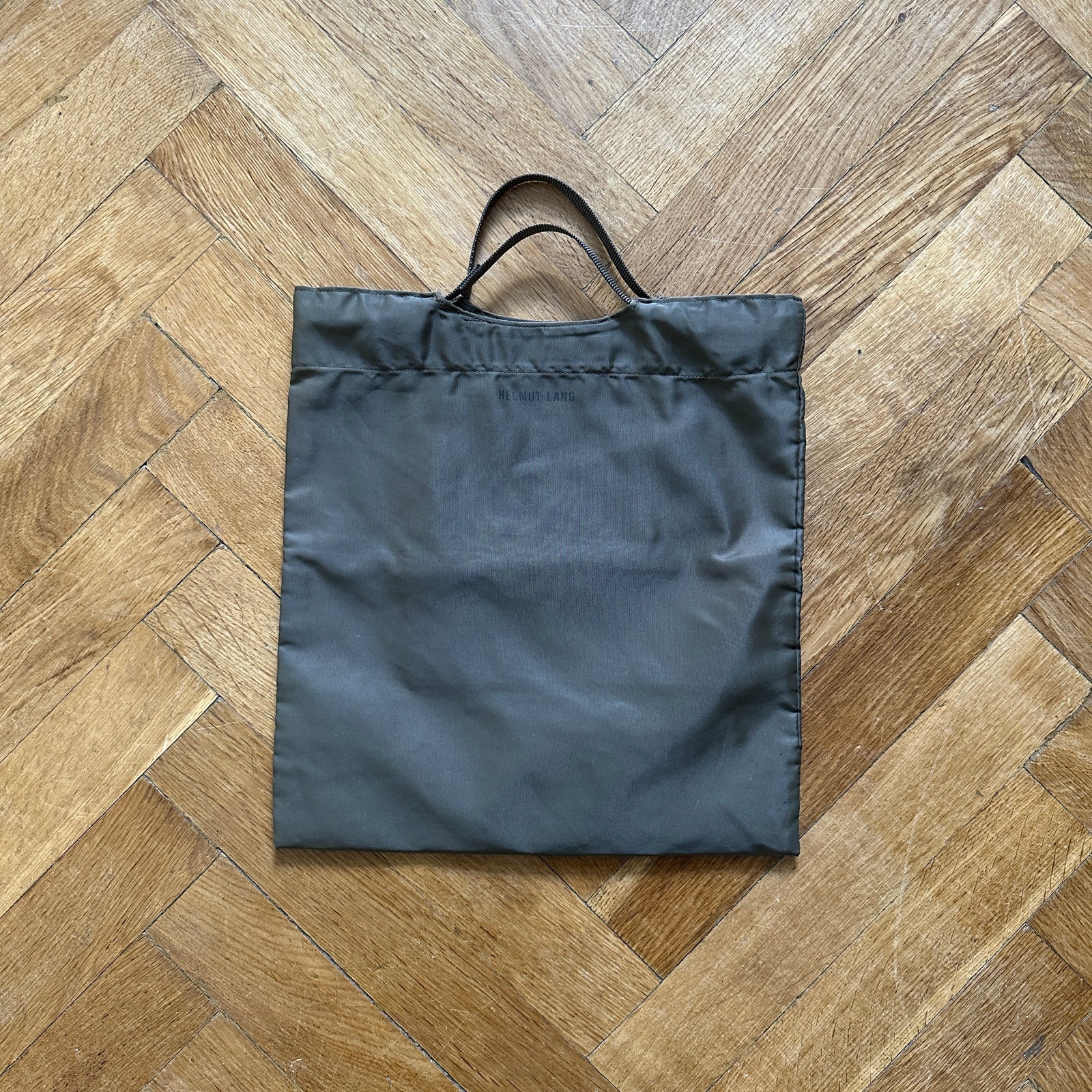 Helmut Lang 2000s Olive Logo Tote Hand Bag