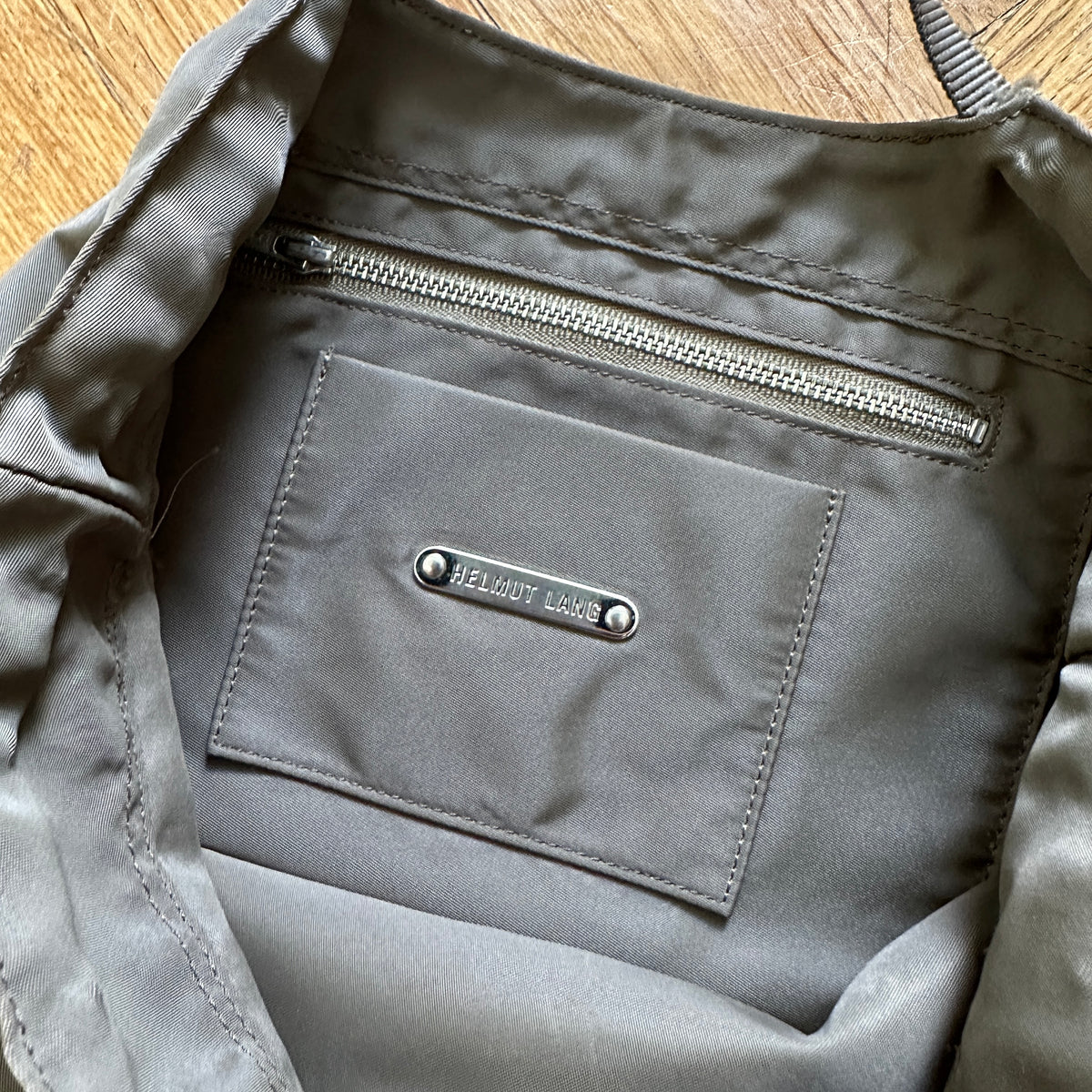 Helmut Lang 2000s Olive Logo Tote Hand Bag