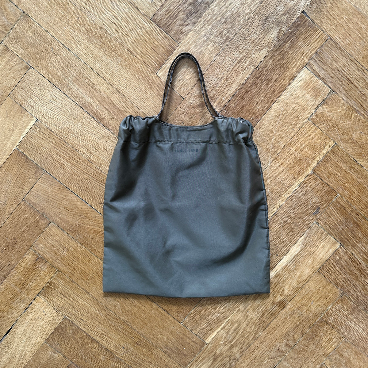 Helmut Lang 2000s Olive Logo Tote Hand Bag