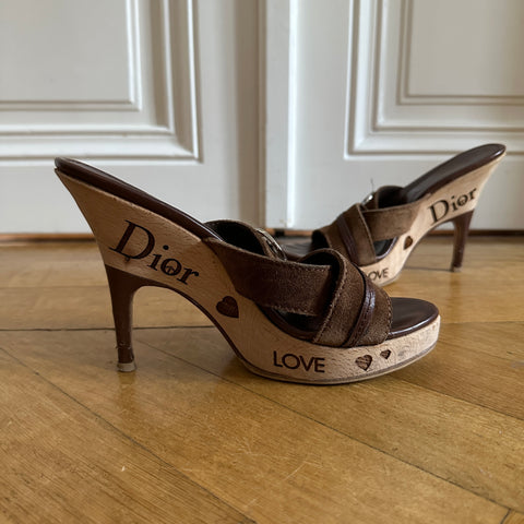 Christian Dior by John Galliano 2000s Peace and Love Clog Mules