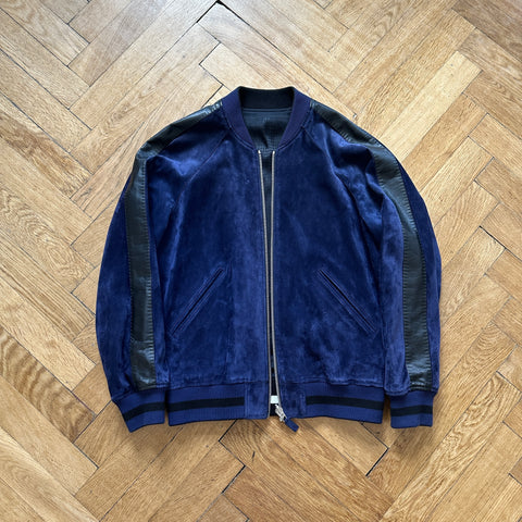 Berluti by Haider Ackermann SS18 Blue Suede Reversible Bomber Jacket