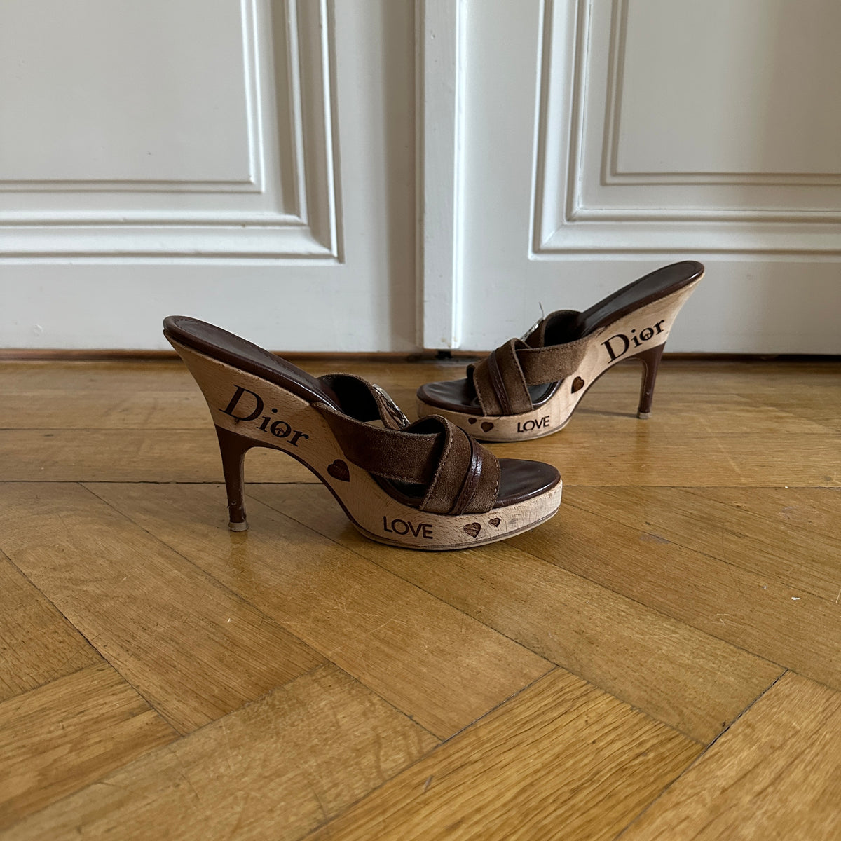 Christian Dior by John Galliano 2000s Peace and Love Clog Mules