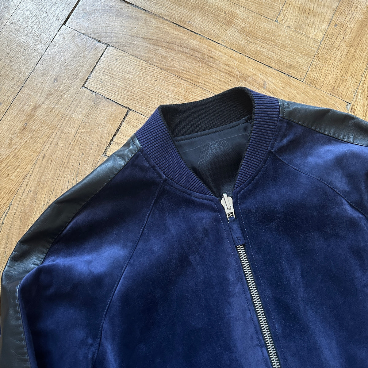 Berluti by Haider Ackermann SS18 Blue Suede Reversible Bomber Jacket
