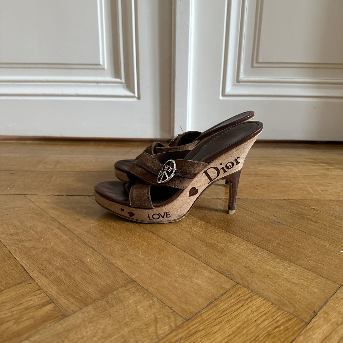 Christian Dior by John Galliano 2000s Peace and Love Clog Mules
