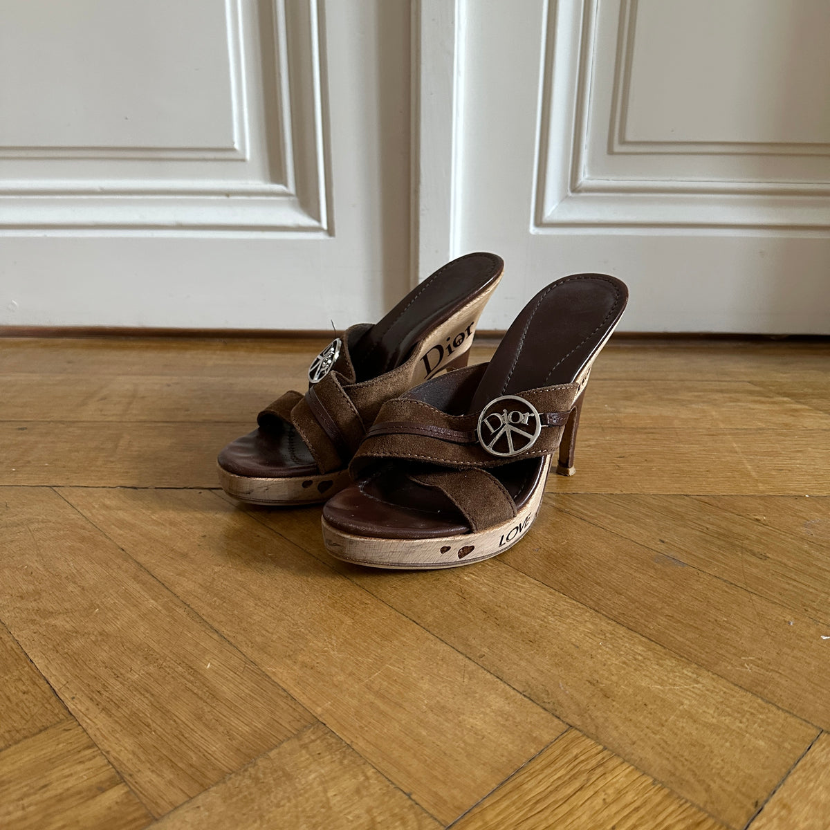 Christian Dior by John Galliano 2000s Peace and Love Clog Mules