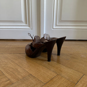 Christian Dior by John Galliano 2000s Brown Leather Horn Heels