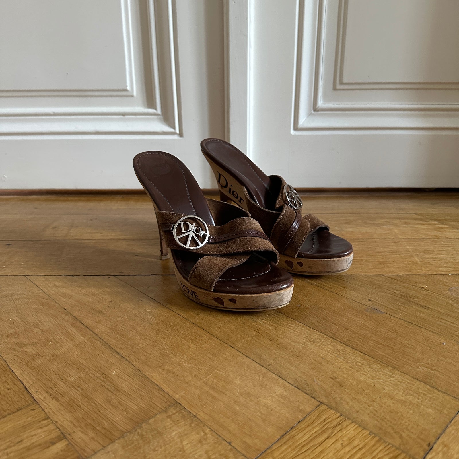 Christian Dior by John Galliano 2000s Peace and Love Clog Mules